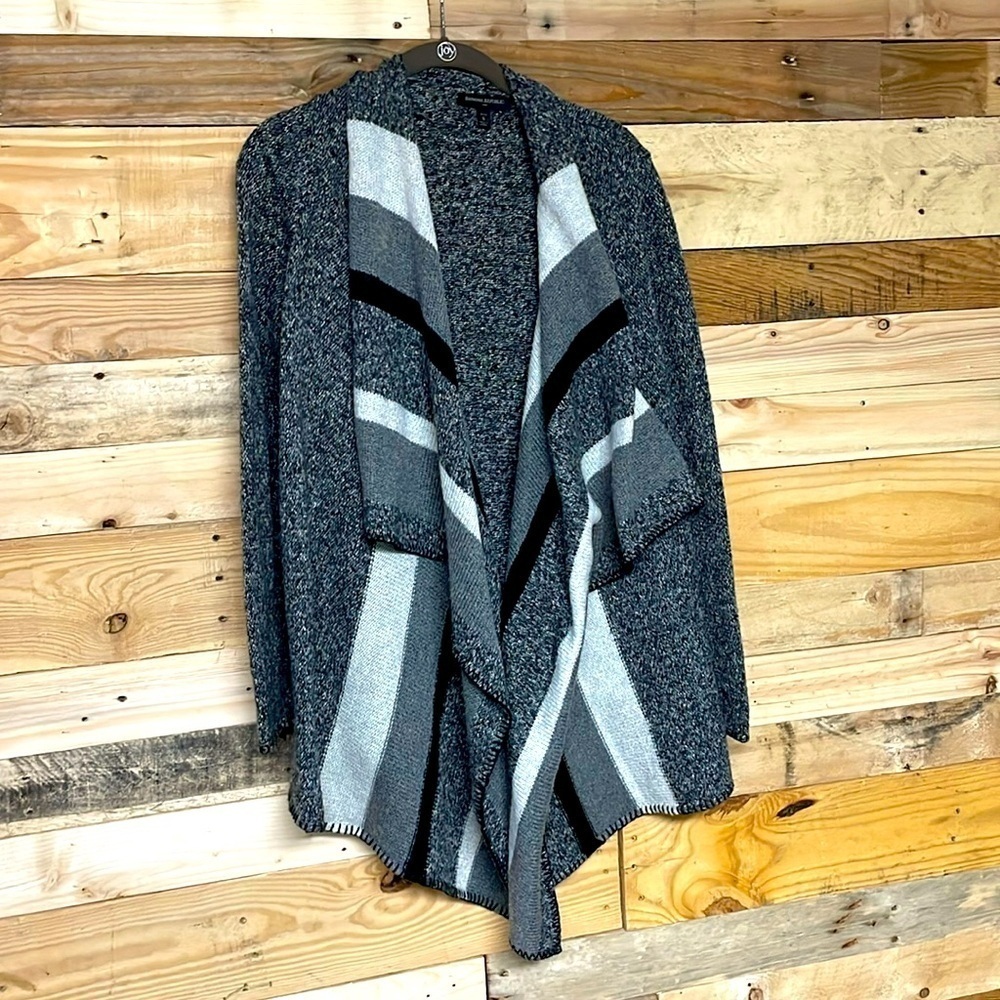 Banana Republic size small petite black, white, and gray waterfall cardigan
